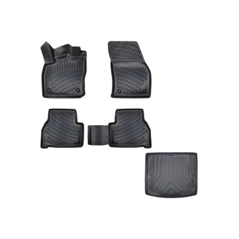 Ford Tourneo Connect 3D Floor Mat + 3D Trunk Pool Mat Black Set 2023 -