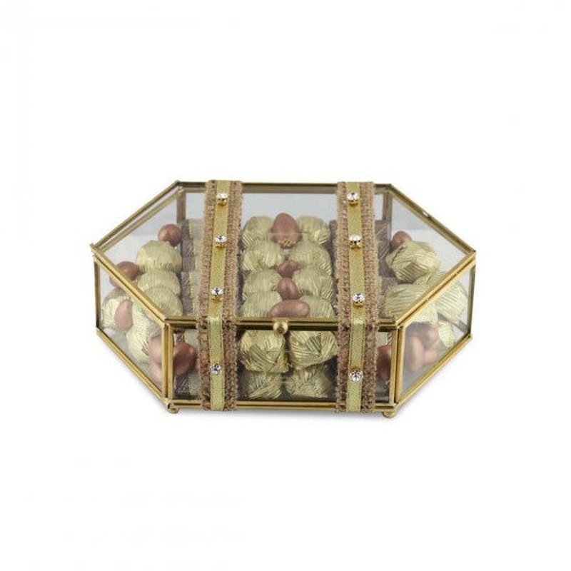 Gold Glass Box Engagement Chocolate