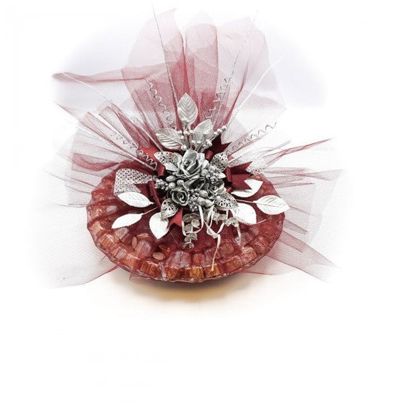 Gilded Promise Engagement Chocolate n Gold Leaf Glass Tray Claret Red 1300G