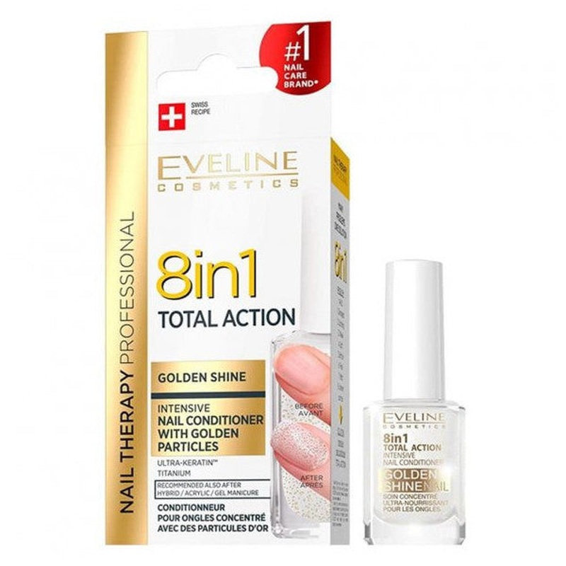 Eveline 8 n 1 Total Action Intensive Nail Conditioner With Gold Particles 12Ml