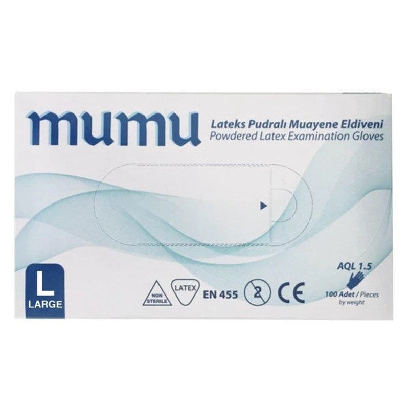Examination Gloves Latex Powdered White Large Size (L) | 100 Pcs
