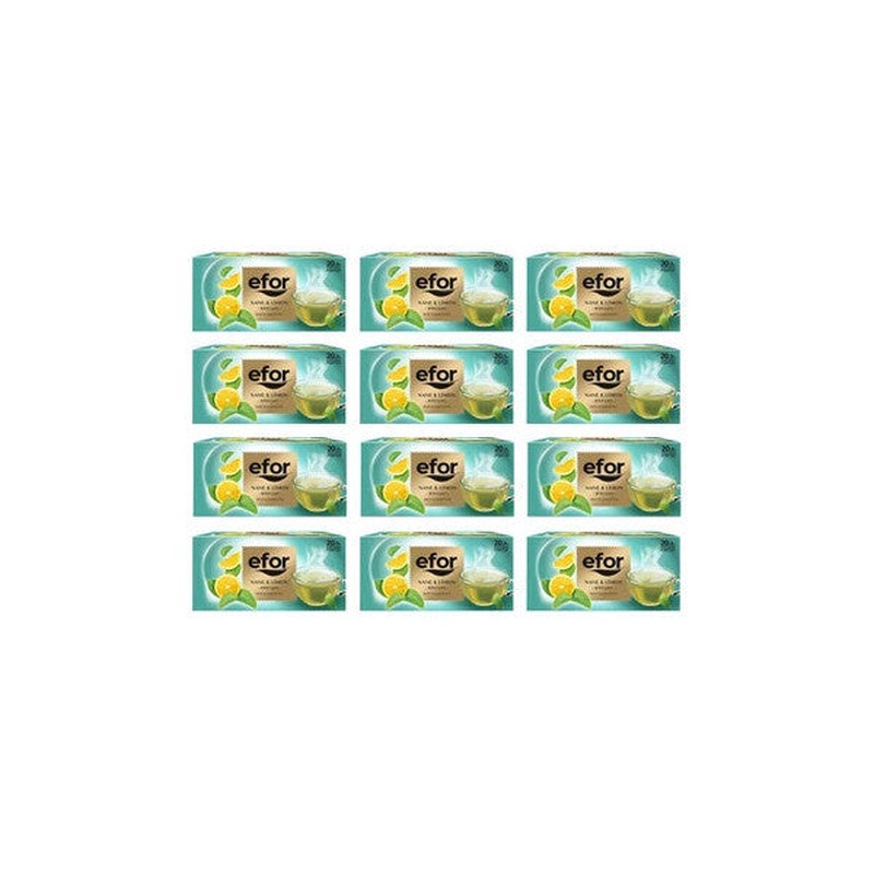 Efor Tea Mint Lemon Herbal And Fruit Tea Bag 20 Pieces X 12 Pieces
