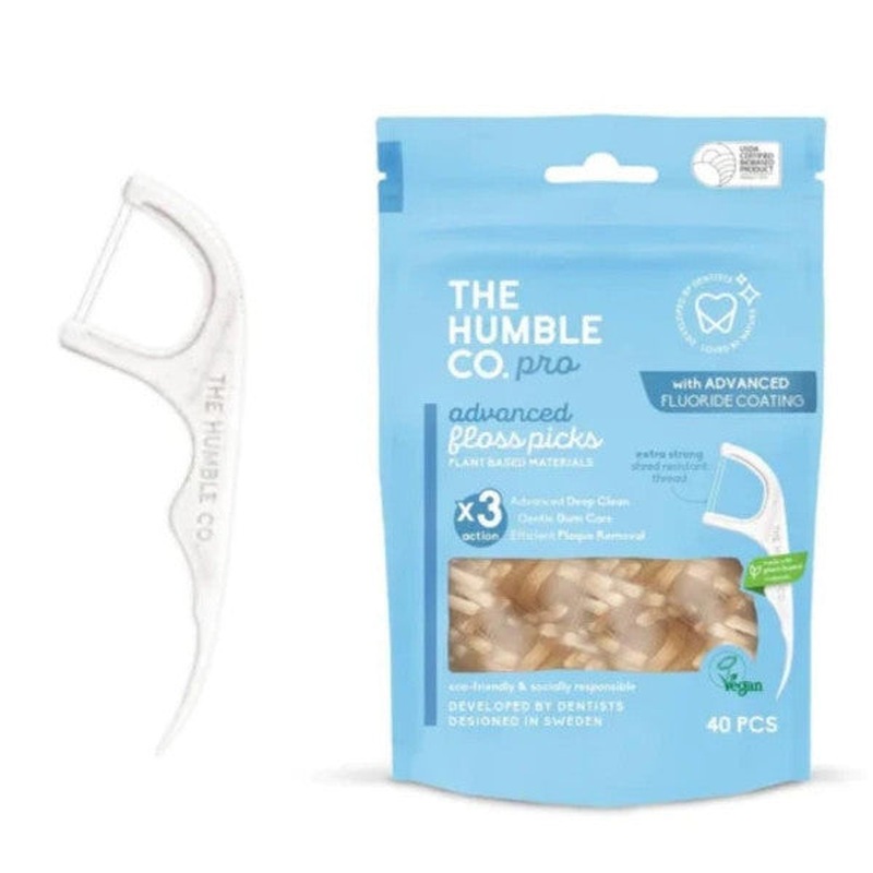 Humble Advanced Floss Picks 40 Pieces | Toothpick Fluoride Dental Floss