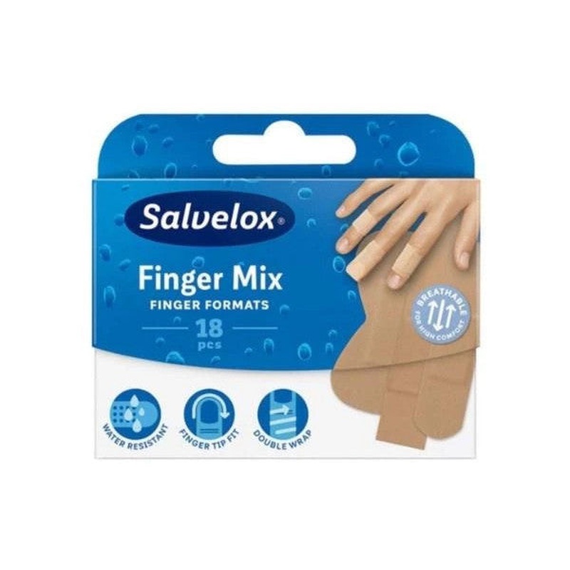 Salvelox Finger Mix Bandage 18 Pieces | Water Resistant Breathable