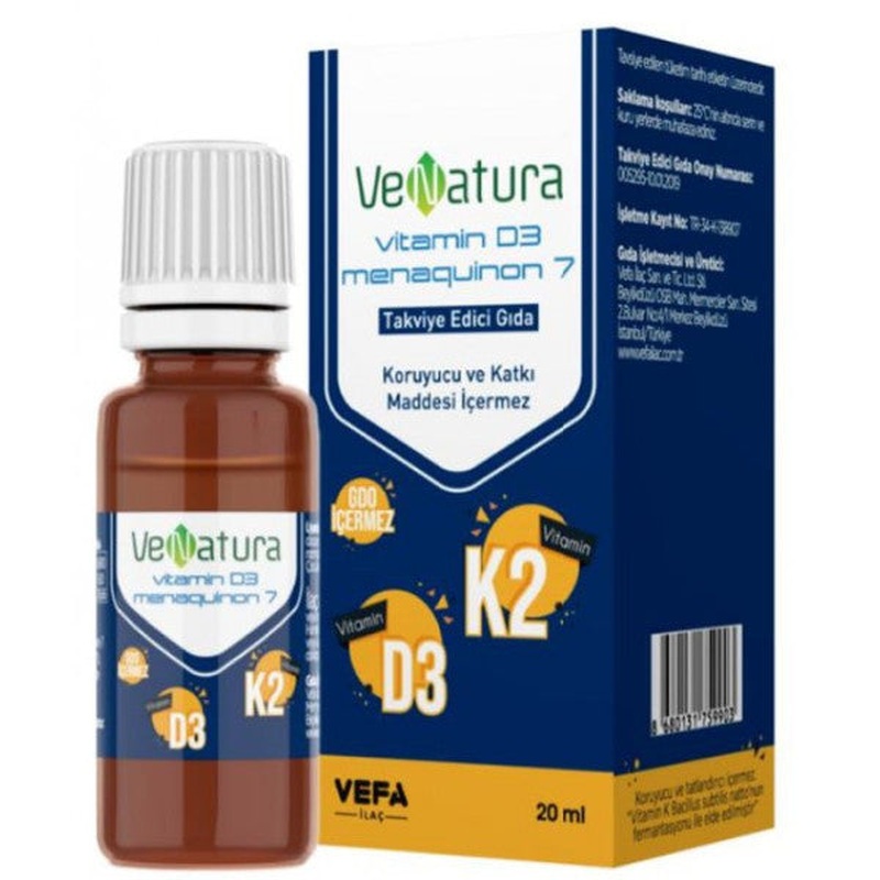 Venatura Vitamin D3 K2 (Menaquinone 7) Drop 20Ml