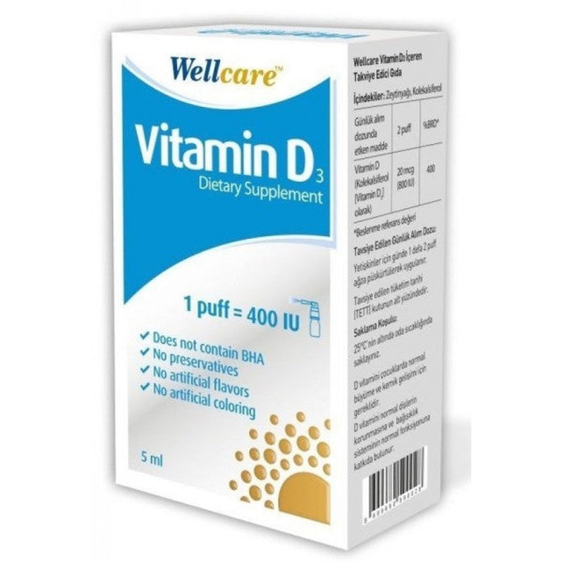 Wellcare Vitamin D3 400Iu Spray 5Ml