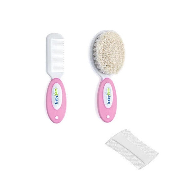Babyjem Baby Care Set 2 Pieces Comb + Brush Comb Set - Pink