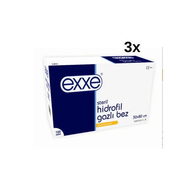 Exxe Sterile Hydrophilic Gauze (30X80 Cm 2 Pieces) 100 Pieces 3 Boxes