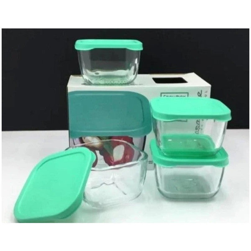 Paabahe 53223 Snow Box Glass Storage Box With Lid 4 Pieces