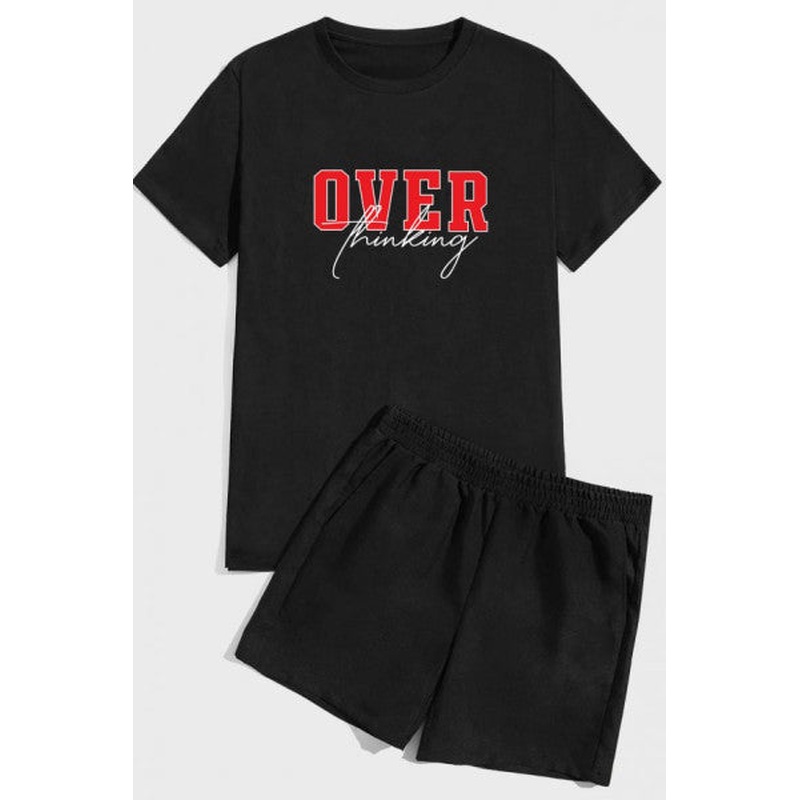 Over Thinking Print Shorts Set