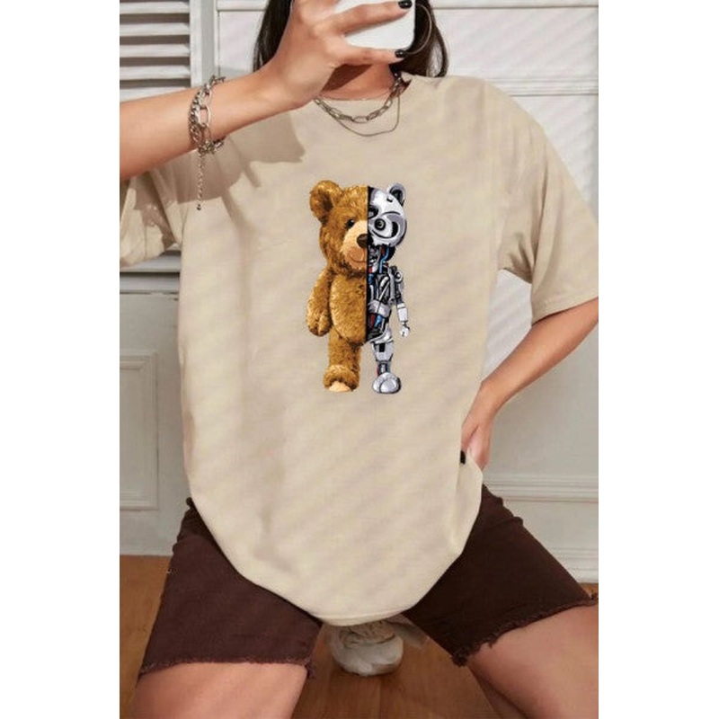 Unisex Boys Bear Printed T-Shirt