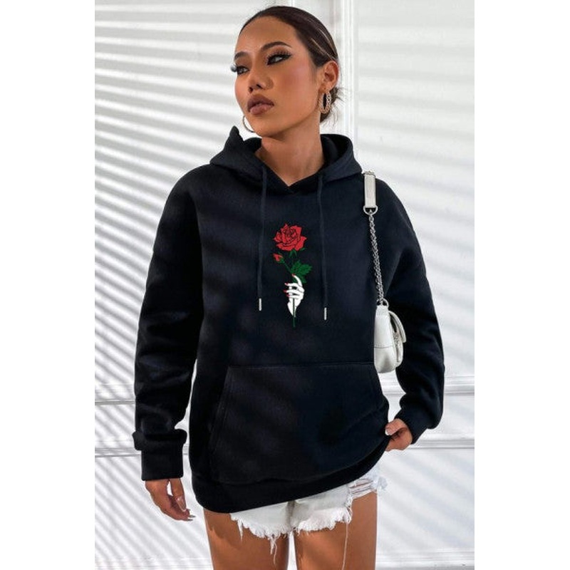 Unisex Rose Printed Sweatshirt
