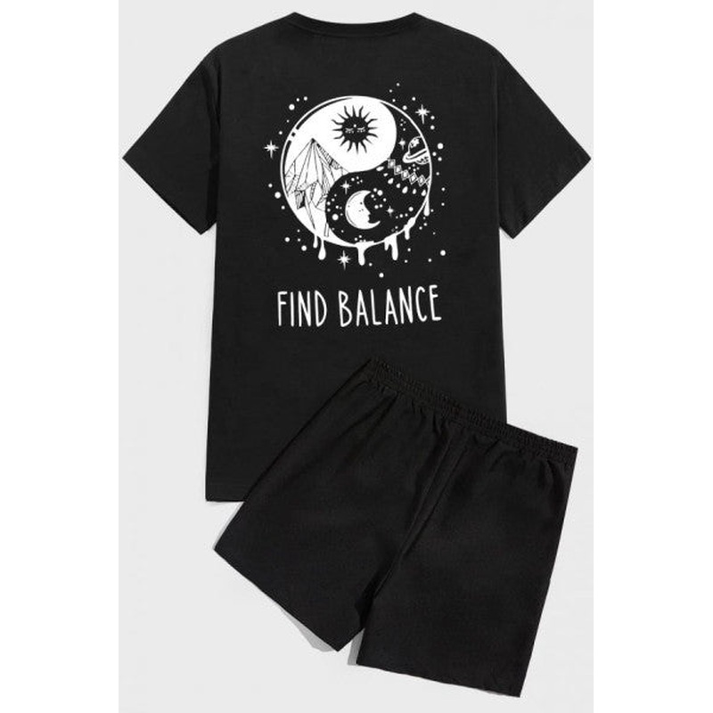 Yin & Yang Print Shorts Set