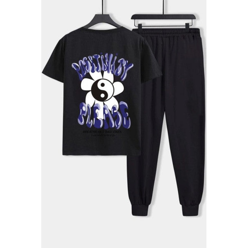 Unisex Positivity Printed 2-Piece Tracksuit Set