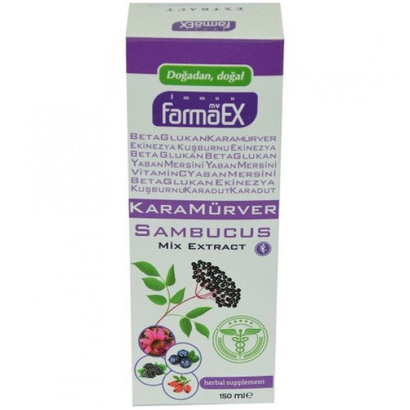 Green Naturel Farmaex Black Elderberry Herbal Mixture Alcohol-Free Extract 150 Ml