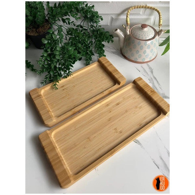 2 Pieces Bamboo Presentation Tray, Serving Plate
