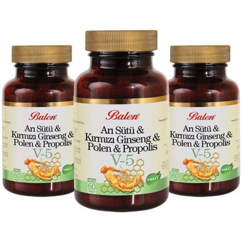 Balen (V5) Royal Jelly & Red Ginseng & Pollen & Propolis Tableat X 3 Pieces