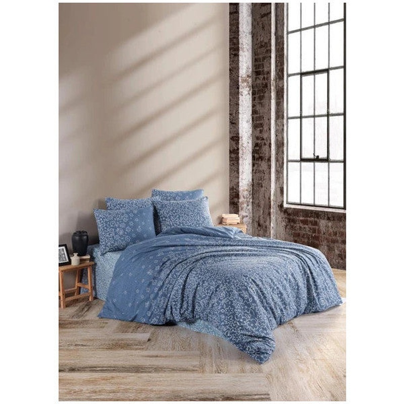Bedspread World Ranforce Double Bedspread Set Delicate Navy Blue