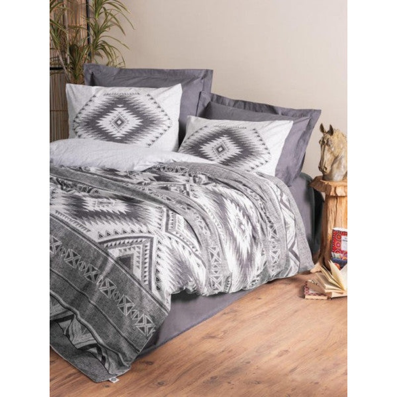 Cotton Box Etnich Duvet Cover Set Double Delos Anthracite