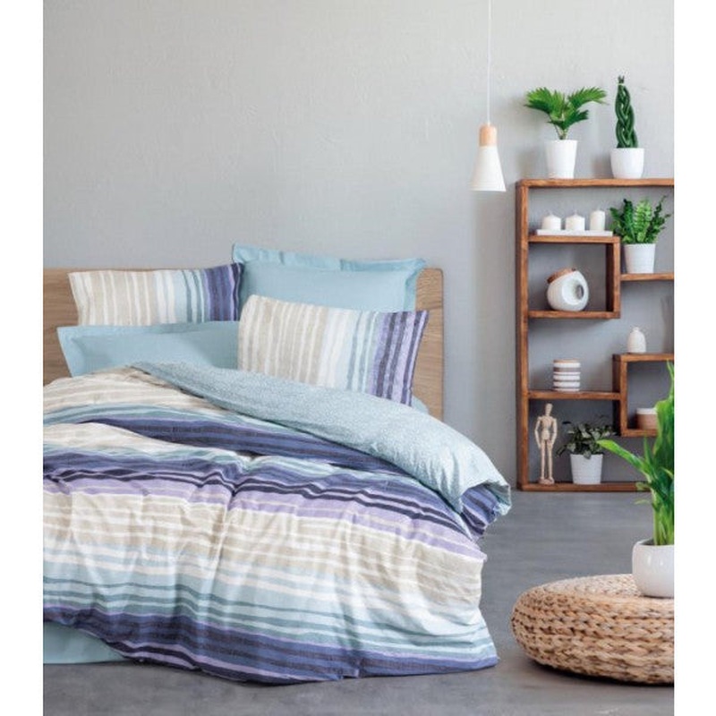 Cotton Box Line Duvet Cover Set Double Fonte Mint