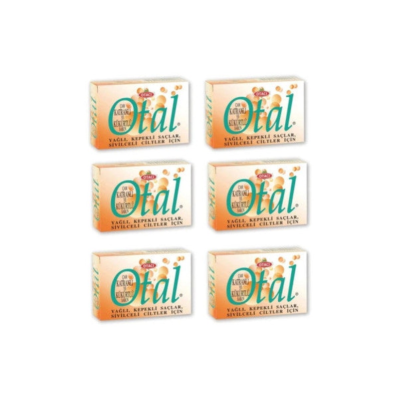 Otac Otal Pine Tar And Sulfur Soap 80 Gr 6 Pieces - For Oily Dandruff Hair And Acne-Prone Skin