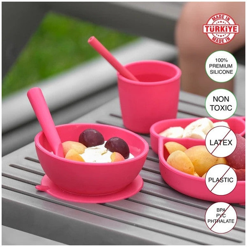 Babychefs Silicone Baby Feeding Set 6 Pieces-Pink