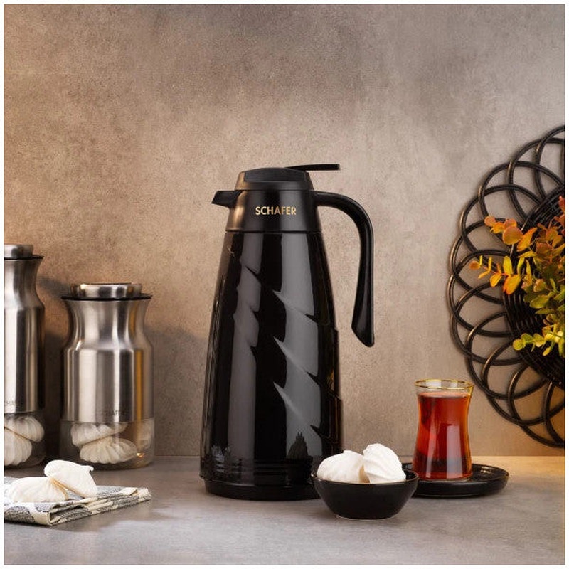 Schafer Kitchenhouse Mimosa Glass Thermos 1.5 L-Black