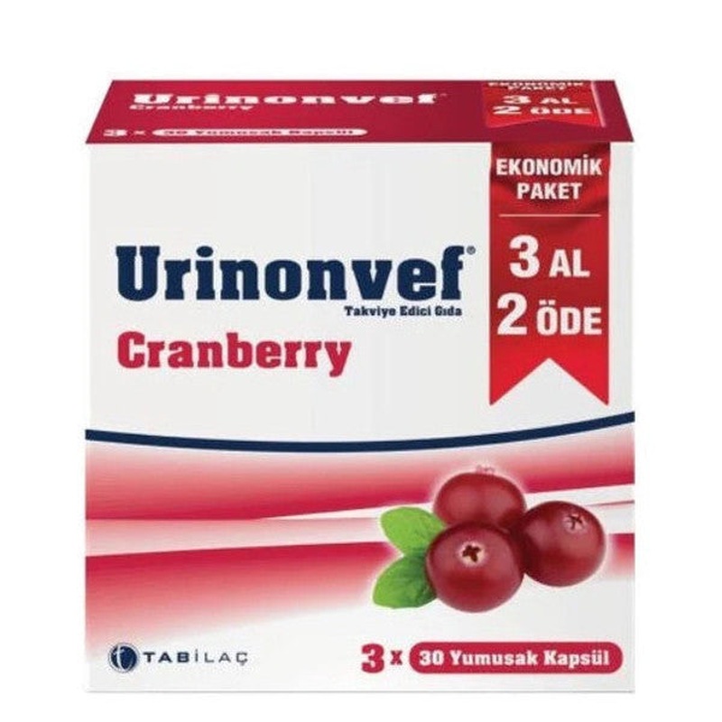 Urinonvef Cranberry 30 Capsules 3 Pieces