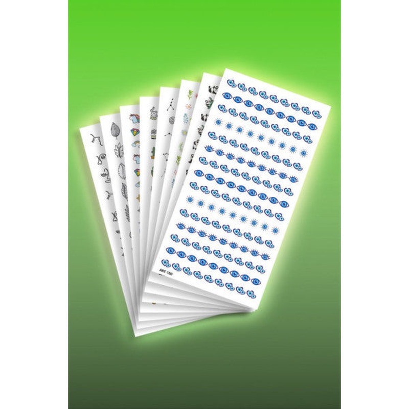 8 Piece Nail Tattoo Set, Nail Sticker Set, Nail Art, Tattoo