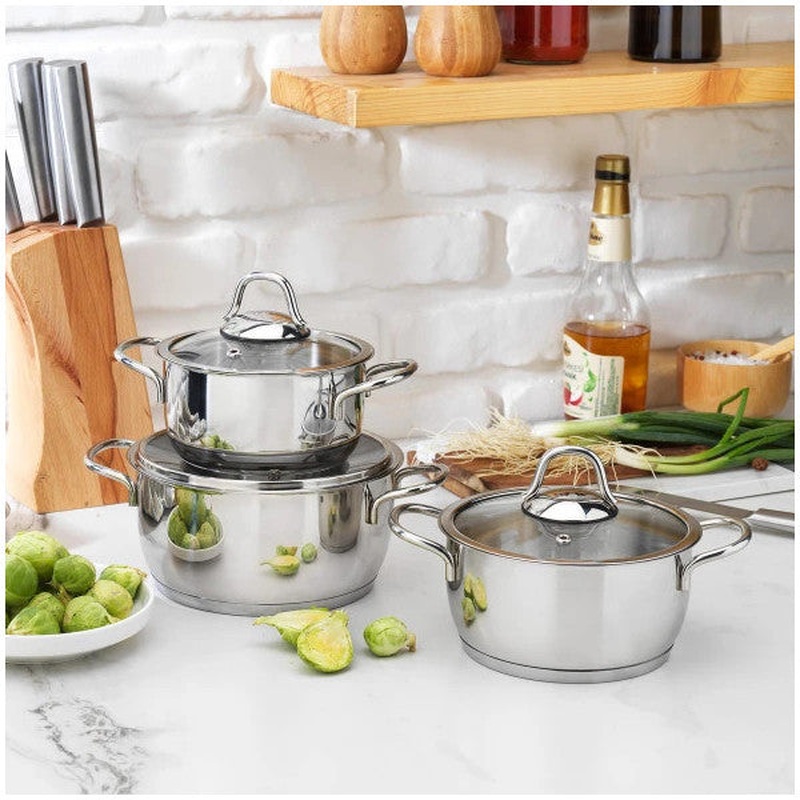 Schafer Eva Steel Cookware Set-6 Pieces-Inox