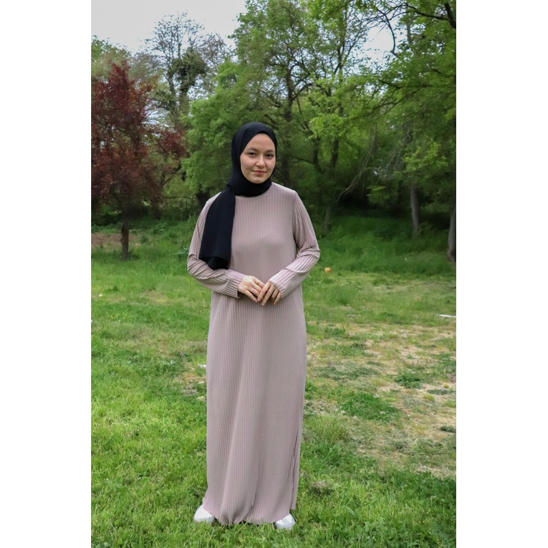 25013 Women's Pleated Sandy Maxi Length Rescue Dress Mink