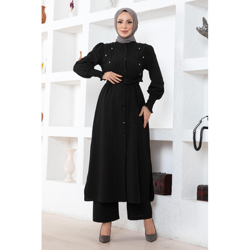 Pearl Detailed Suit Black 19360