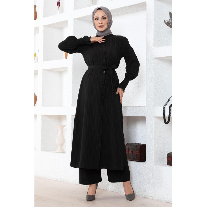 Slit Detailed Suit Black Msw19233-1