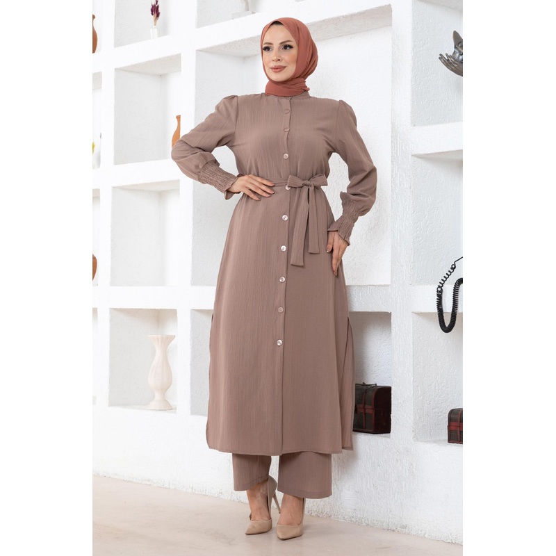 Slit Detailed Suit Mink 19233