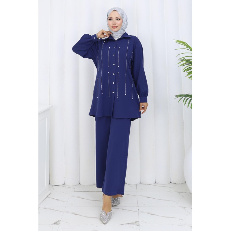 Stone Detailed Set Indigo 19266