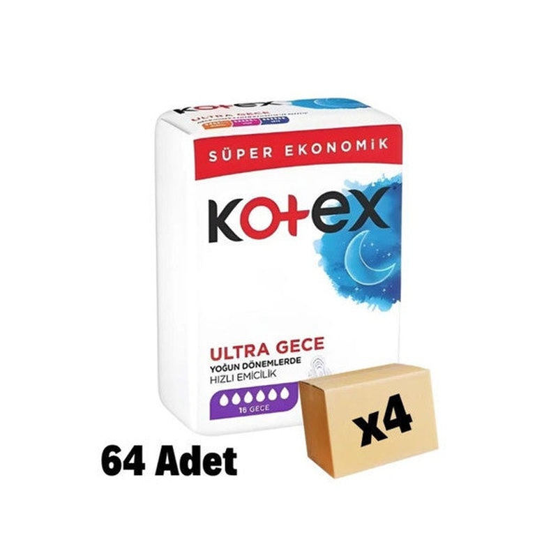 Kotex Ultra Quadro Super Eco Night 16 Pieces X 4 Pieces