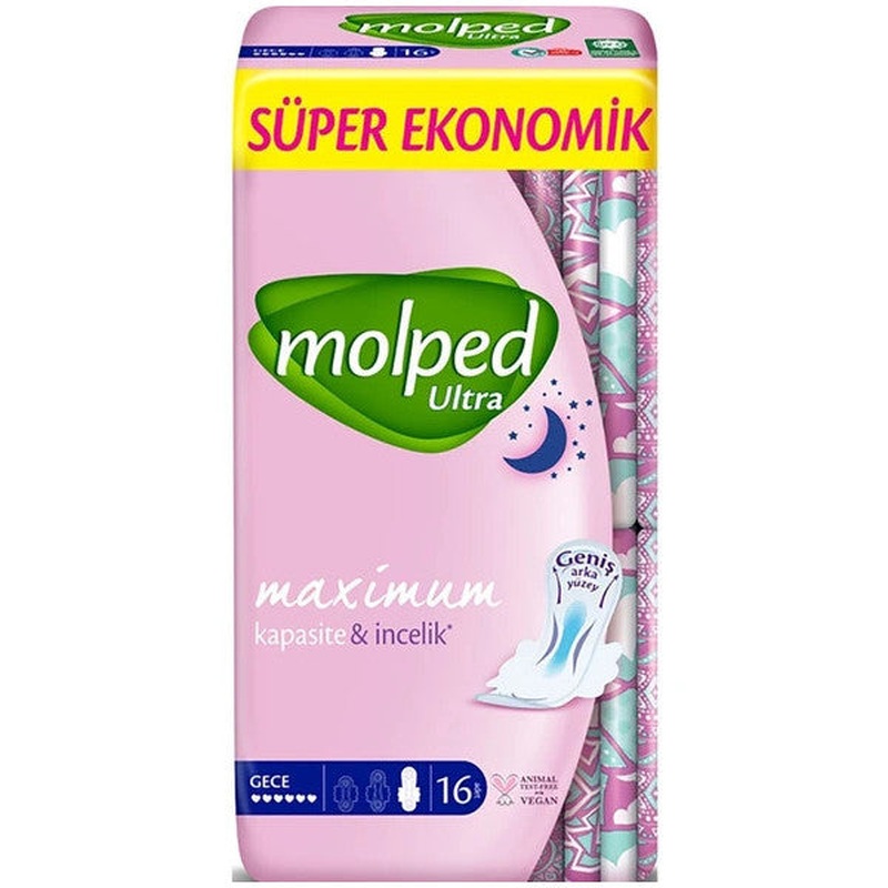 Molped Ultra Sanitary Pad Anatomical Night Super Economic 16 Pieces