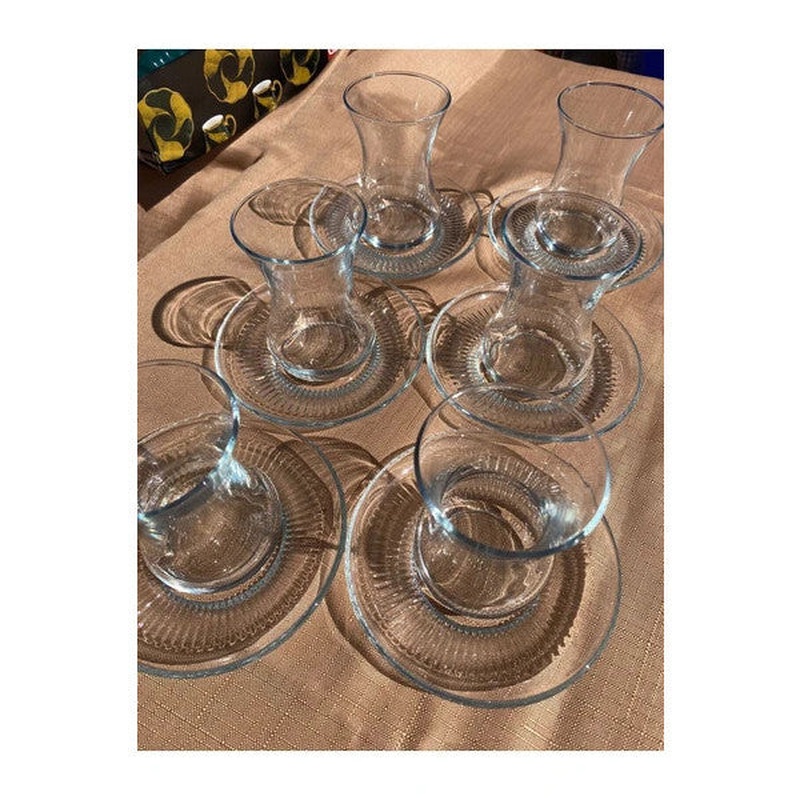 Lav 12 Piece Glass Set Buket Tea Set For 6 People
