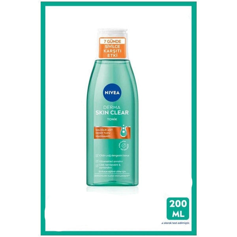 Nivea Derma Skin Clear Anti-Acne Tonic 200Ml, Salicylic Acid, Niacinamide, Sea Salt, Pore Purifier