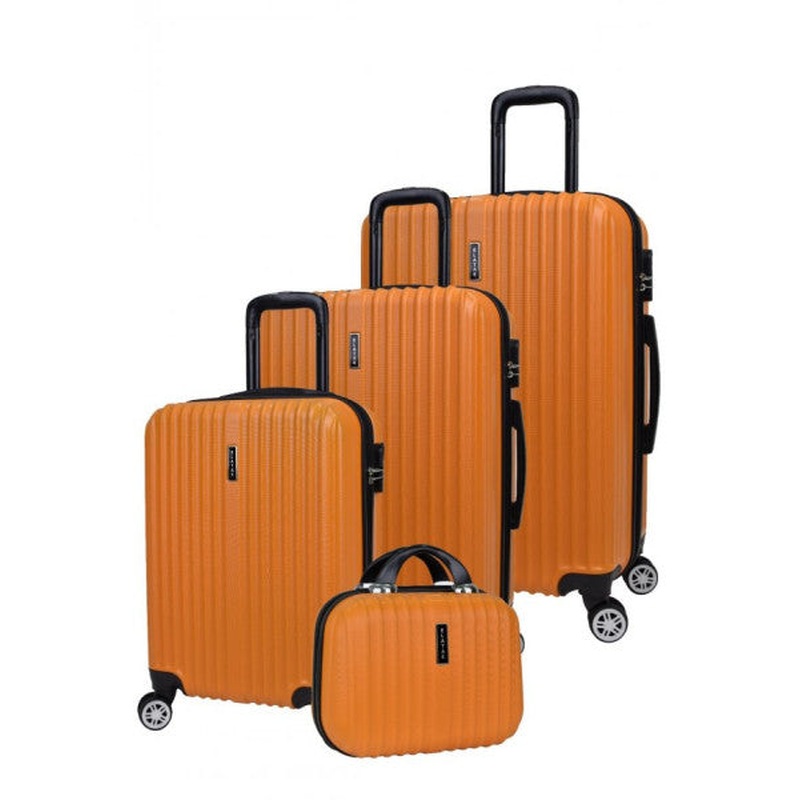 4 Luggage Set Elatae Suitcase Large - Medium - Cabinet Size And Makeup Orange 1020