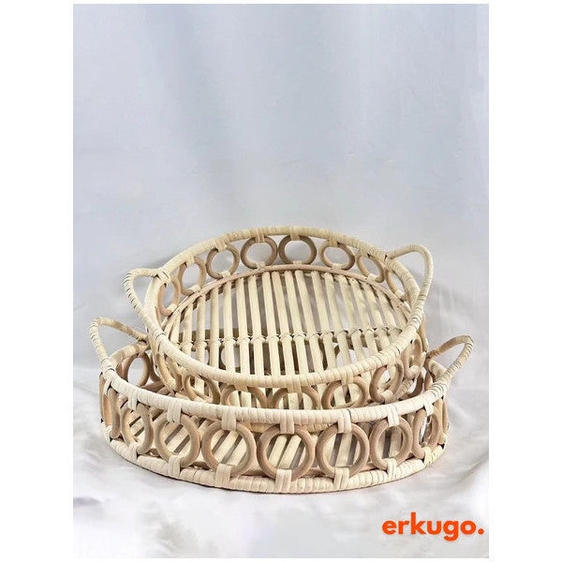 2 Pieces 100% Handmade Tray, Natural Rattan Tray, Presentation Tray Bh24494