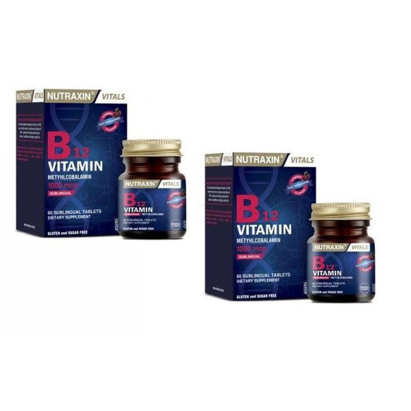 Nutraxin B12 Vitamin 1000 Mcg 60 Sublingual Tablets X 2 Pieces