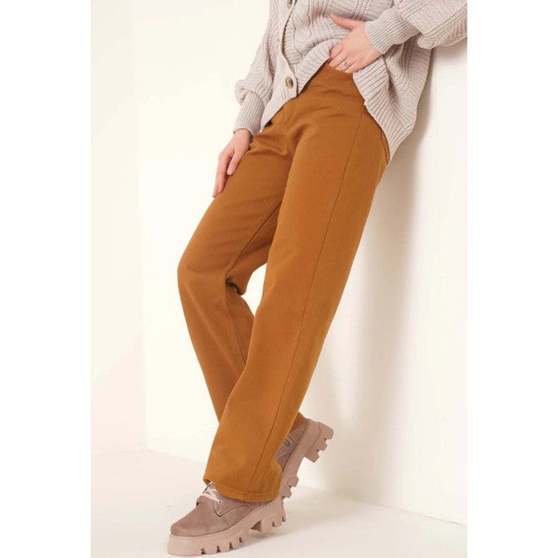 Tube Leg Tan Jean Trousers