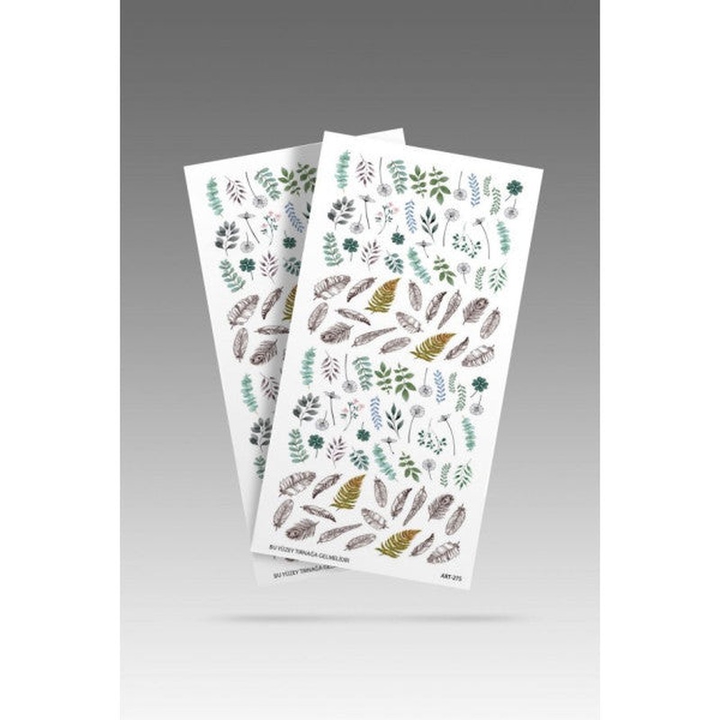 2 Pieces Leaves And Feathers Nail Tattoo, Nail Tattoo, Nail Art, Nail Sticker
