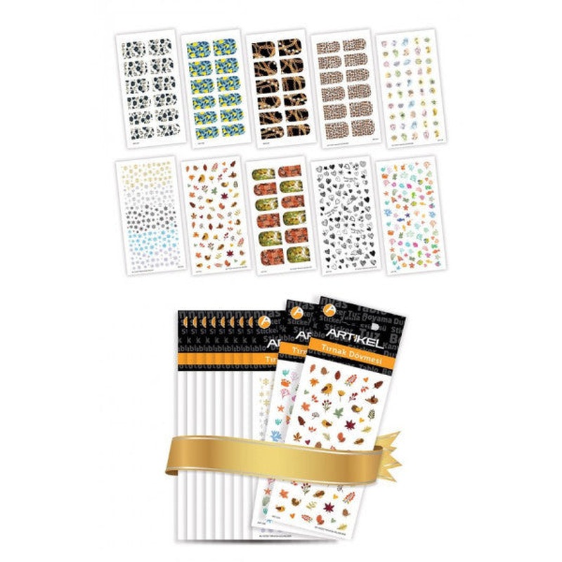 10 Piece Nail Tattoo Set -7, Nail Sticker Set, Nail Art, Tattoo Art-585