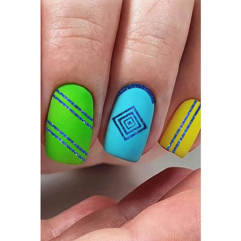 Ethnic Stripes Metallic Nail Sticker, Nail Art