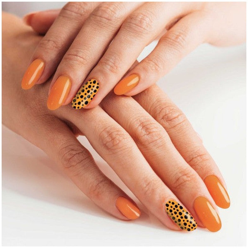 Orange Spotted Nail Tattoo, Nail Sticker, Nail Art