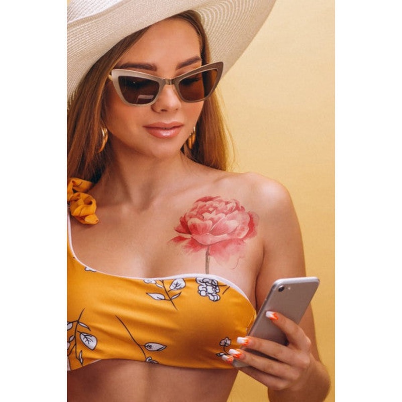 Pink Rose - 2 Temporary Tattoos