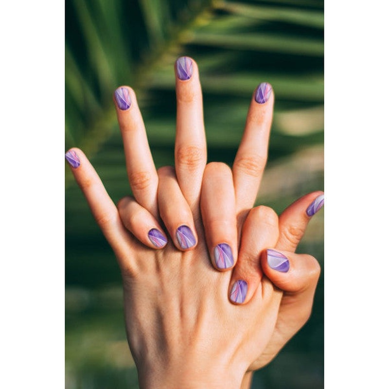 Purple Linear Nail Tattoo, Nail Art, Nail Sticker