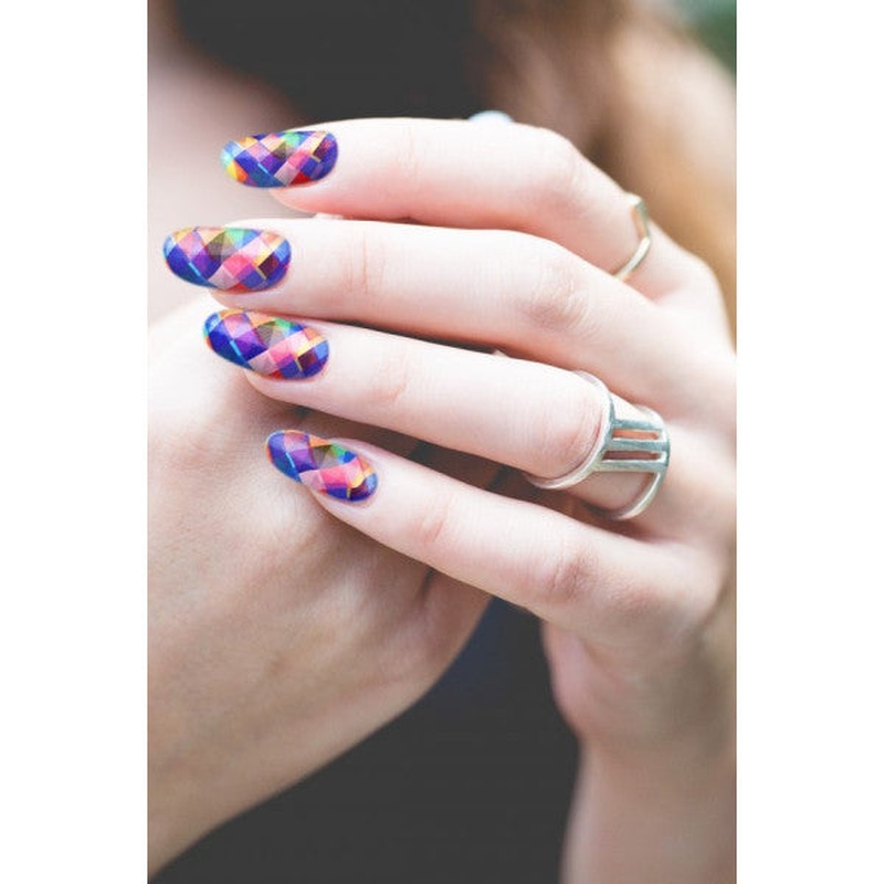 Square Patterns Nail Tattoo, Nail Art, Nail Sticker